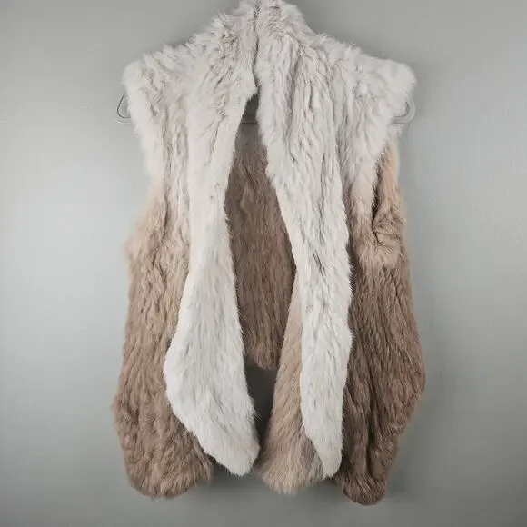 Moon & Meadow Rabbit Fur Ombre Vest Size Small - Picture 1 of 5